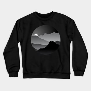 Geometric Landscape on black and white Crewneck Sweatshirt